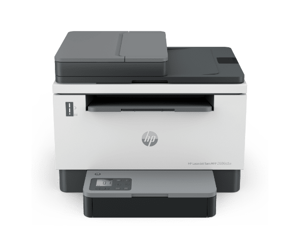 Front view of HP LaserJet Pro printer